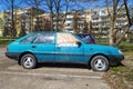 Classic Polish green veteran car Polonez Caro right side view parked