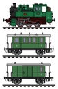 The classic green passenger steam train