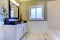 Classic green and white bathroom.