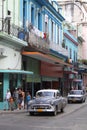 Classic Grey car in cuban street Royalty Free Stock Photo