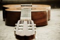 Classic guitar on the ground Royalty Free Stock Photo