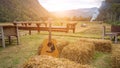 Classic guitar lying in front of the nature