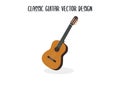 Classic guitar vector design. Classic guitar flat style vector illustration. Acoustic guitar Royalty Free Stock Photo