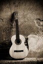 Classic guitar on wall Royalty Free Stock Photo