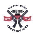 Classic Guns print, vintage logo with revolvers