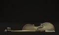 classic half gold violin isolated on black background,