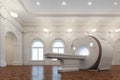 Classic hall interior and magnetic resonance imaging machine 3d render