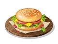 classic hamburger on plate.
