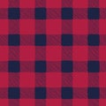 Classic Hand-Drawn Blue and Red Buffalo Plaid Checks Vector Seamless Pattern