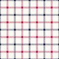 Classic Hand-Drawn Blue and Red Glun Club Plaid Checks on White Background Vector Seamless Pattern