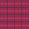 Classic Hand-Drawn White, Blue and Red Stitched Plaid Checks Vector Seamless Pattern