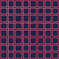 Classic Hand-Drawn White, Blue and Red Tatersall Stitched Plaid Checks Vector Seamless Pattern