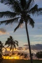 Classic Hawaiian Palm Tree Sunset. Sunsets in Hawaii are like no other. Royalty Free Stock Photo