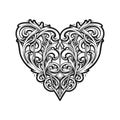 Classic heart swirls elegant ornament monochrome