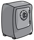 Classic heavy metal safe with closed doors and wheel combination lock in cartoon style