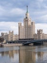 Classic historical Soviet USSR skyscraper in the center of Moscow, Russia