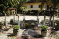 Classic holy dug water well thai style in garden at Wat Kiean Bang Kaew temple