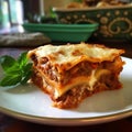 Classic Homemade Lasagna with Bolognese Sauce. Generative AI Royalty Free Stock Photo