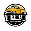Classic hot rod truck restoration emblem ready made logo design Royalty Free Stock Photo