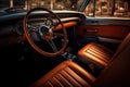 classic hot rods interior with leather seats and dashboard Royalty Free Stock Photo