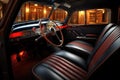 classic hot rods interior with leather seats and dashboard Royalty Free Stock Photo