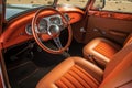 classic hot rods interior with leather seats and dashboard