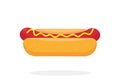 Classic hotdog Flat vector illustration.