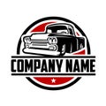 Classic hotrod pickup truck logo template Royalty Free Stock Photo