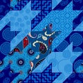 Classic Hounds-tooth pattern in a patchwork collage style. Royalty Free Stock Photo