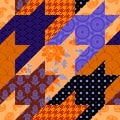 Classic Hounds-tooth pattern in a patchwork collage style. Royalty Free Stock Photo