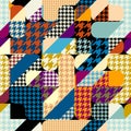 Classic Hounds-tooth pattern in a patchwork collage style. Royalty Free Stock Photo