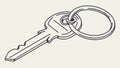 Classic House Key with Keychain Ring, vector design Generative AI Royalty Free Stock Photo