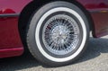 Classic hubcap on vintage car