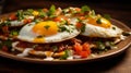 Classic Huevos Rancheros dish with Mexican flair