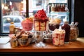 classic ice cream sundae display on counter Royalty Free Stock Photo