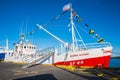 Classic Icelandic fishing boat in port