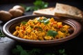 Classic Indian breakfast, egg Bhurji. Generative AI