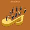 Classic instrumental orchestra concert flat isometric vector 3d Royalty Free Stock Photo