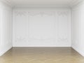 Classic interior empty room.Walls with mouldings and ornated cornice Royalty Free Stock Photo