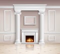 Classic Interior With Fireplace Design Royalty Free Stock Photo