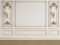 Classic interior wall with mouldings