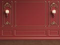 Classic interior wall with mouldings