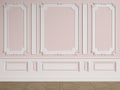 Classic interior wall with mouldings