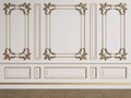 Classic interior wall with mouldings