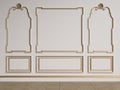 Classic interior wall with mouldings