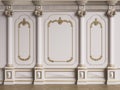 Classic interior wall with mouldings