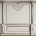 Classic interior wall with mouldings