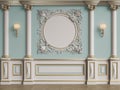 Classic interior wall with mouldings