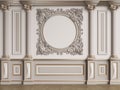 Classic interior wall with mouldings