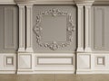 Classic interior wall with mouldings